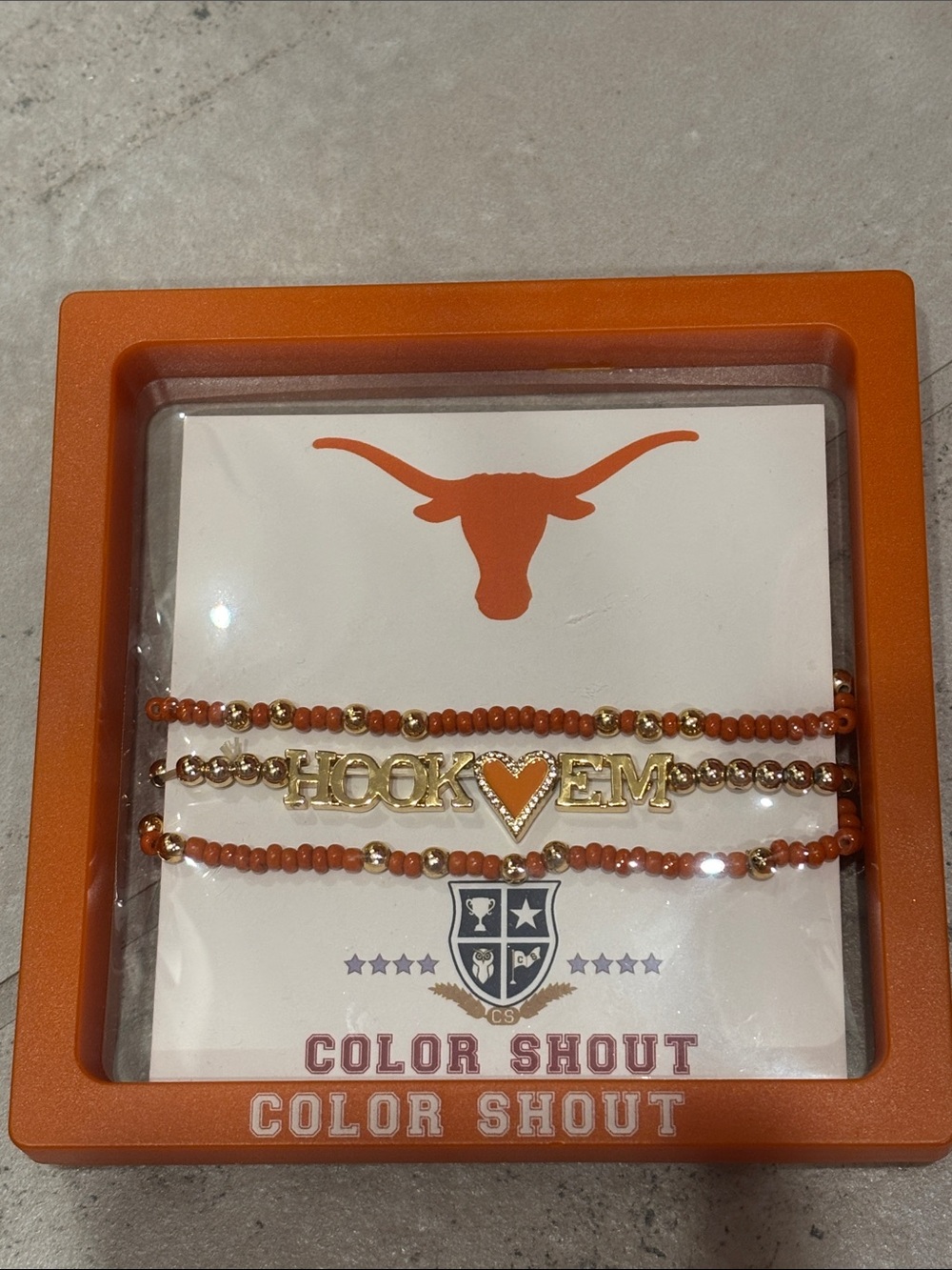 🧡🤍🤘🏻NWT Color Shout Hook 'Em" Orange Beaded Bracelet Set🧡🤍🤘🏻